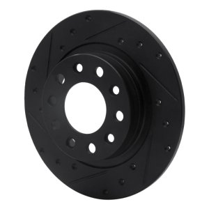 Dodge Dart Brake Rotor (1) - Rear Left - R1 Concepts - Drilled & Slotted - Black - `13-`16
